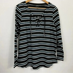 Torrid Knit V Neck Lace Up Long Sleeve Top Size 00